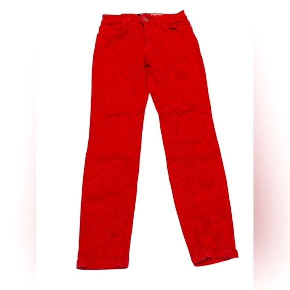 Anthropologie Pilcro Letterpress High Rise Skinny Red Pattern Jean Size 25P - Picture 1 of 4